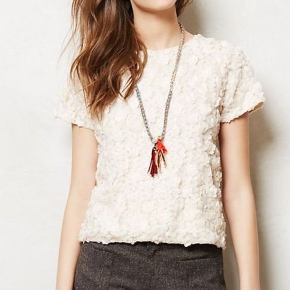 Anthropologie Tops - NWOT Anthropologie Lattice Blossom Top Ivory Size S